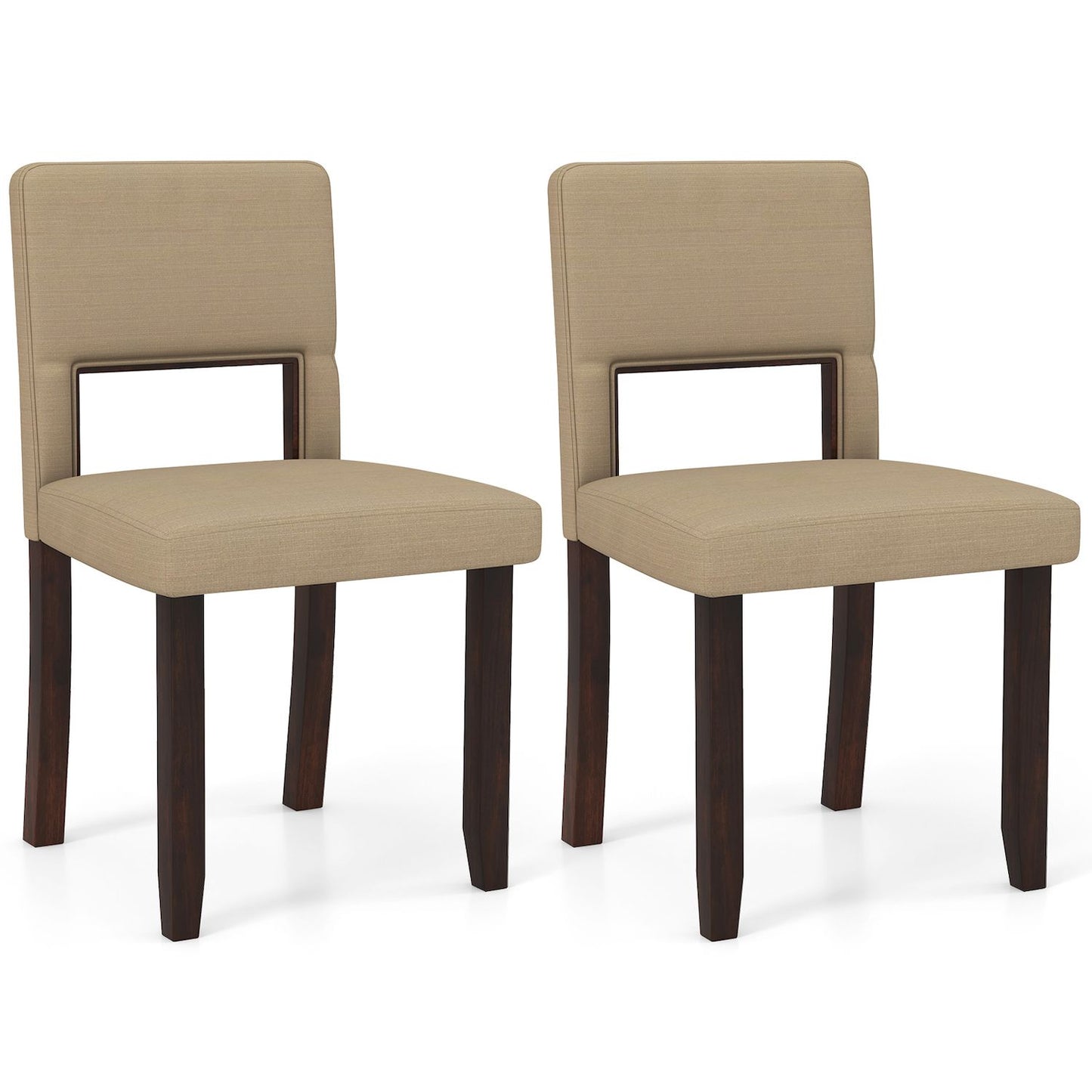 Wooden Dining Chair With Acacia Wood Frame Padded Seat And Back (Set of 2)