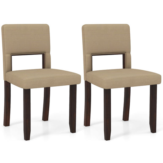 Wooden Dining Chair With Acacia Wood Frame Padded Seat And Back (Set of 2)