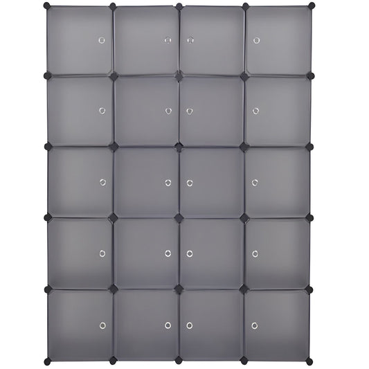 20-Cube Modular Plastic Storage Organizer for Clothing, Books, and Accessories