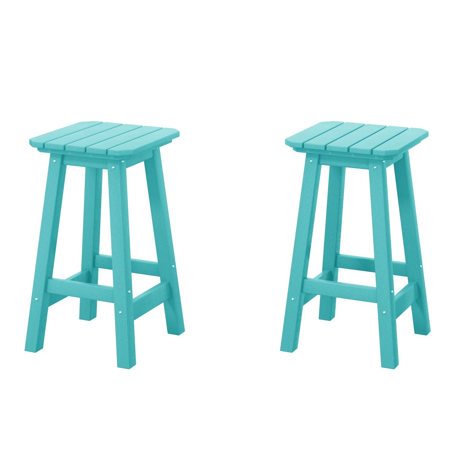 Westintrends 24 Hdpe Outdoor/patio Square Backless Counter Stool (set Of 2)