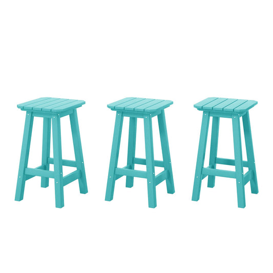 Westintrends 24 Hdpe Outdoor/patio Square Backless Counter Stool (set Of 3)