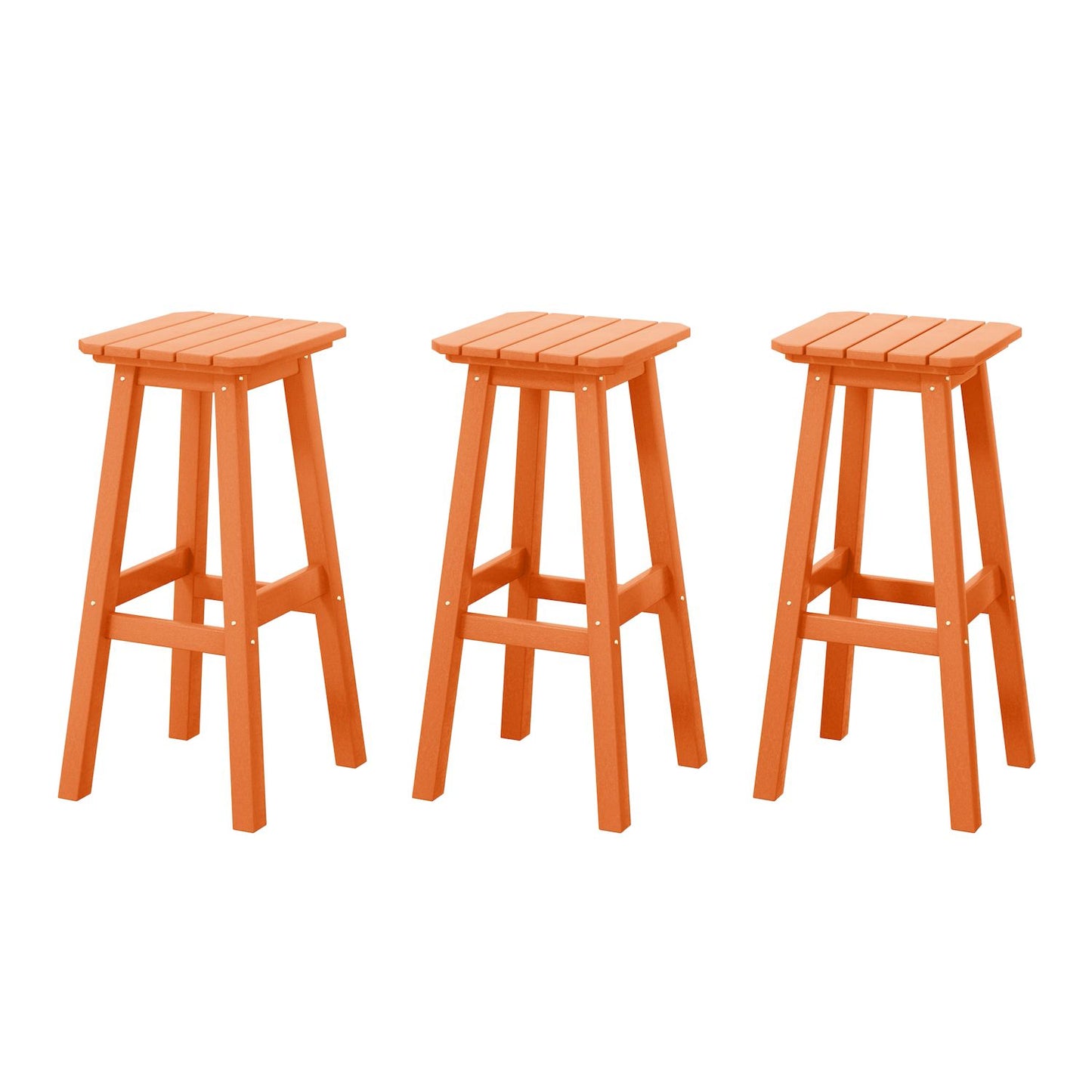 Westintrends 29 Hdpe Outdoor/patio Square Backless Bar Stool (set Of 3)