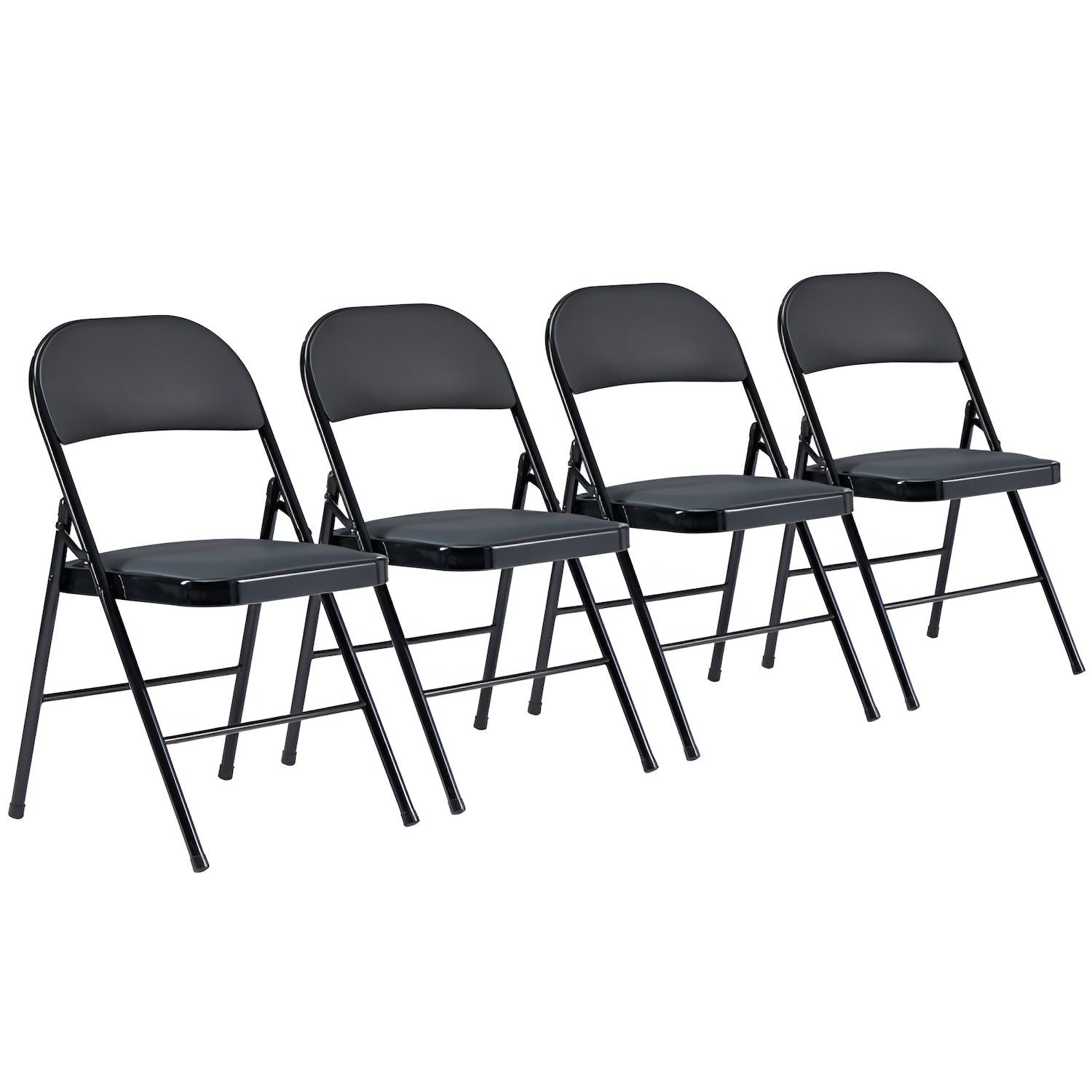 4pcs Elegant Foldable Iron  PVC Chairs for Convention  Exhibition Black