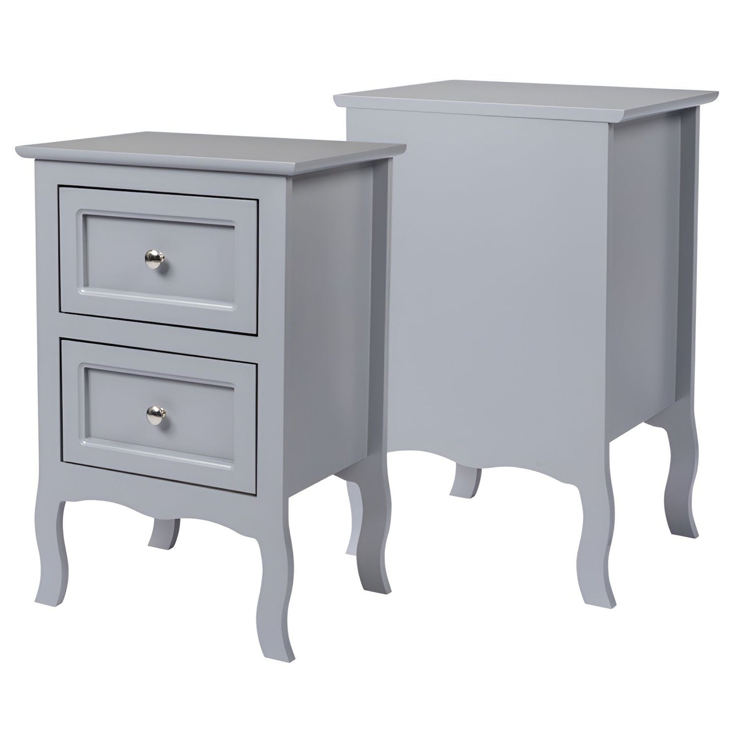 2pcs Country Style Two-tier Night Tables Large Size - Grey