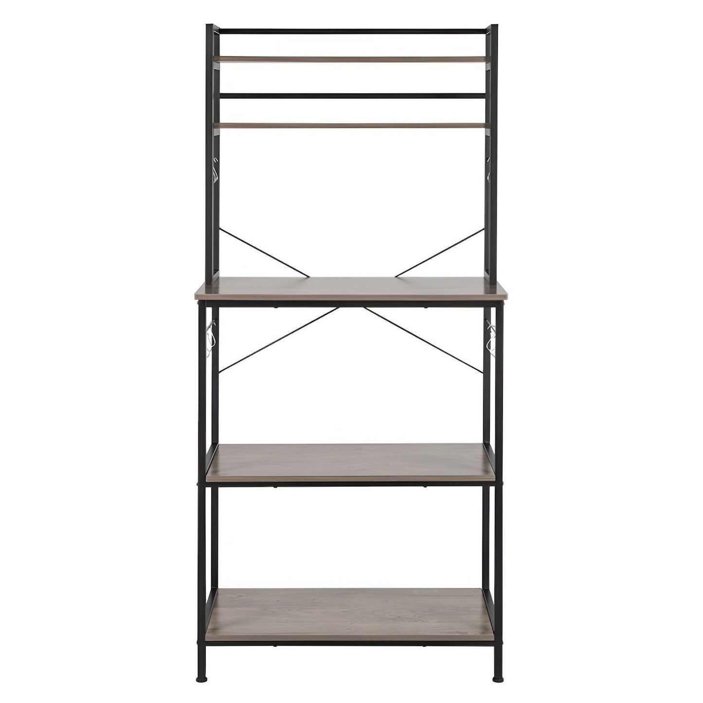 5-tier Kitchen Bakers Rack With 10 S-shaped Hooks, Industrial Microwave Oven Stand