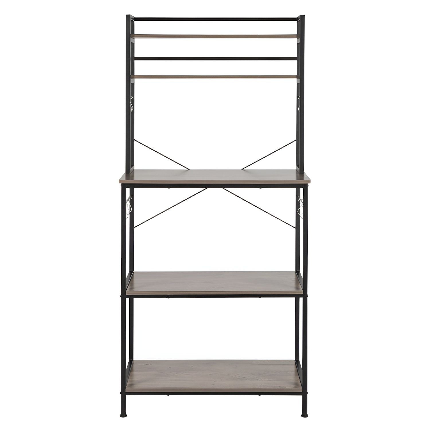 5-tier Kitchen Bakers Rack With 10 S-shaped Hooks, Industrial Microwave Oven Stand