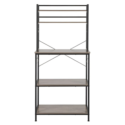 5-tier Kitchen Bakers Rack With 10 S-shaped Hooks, Industrial Microwave Oven Stand