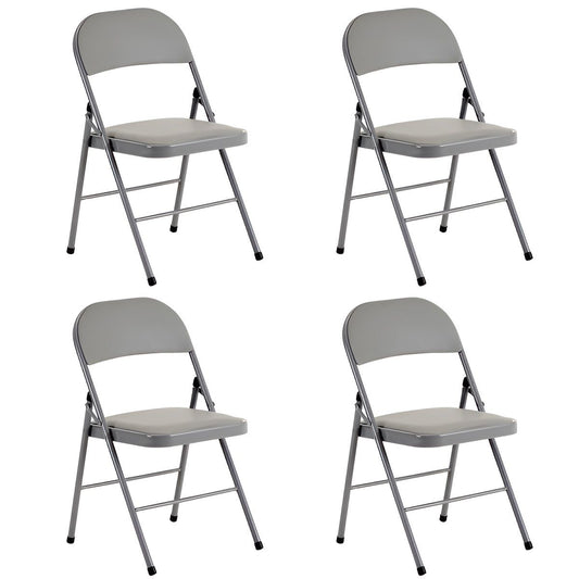 4pcs Elegant Foldable Iron  PVC Chairs for Convention  Exhibition Gray