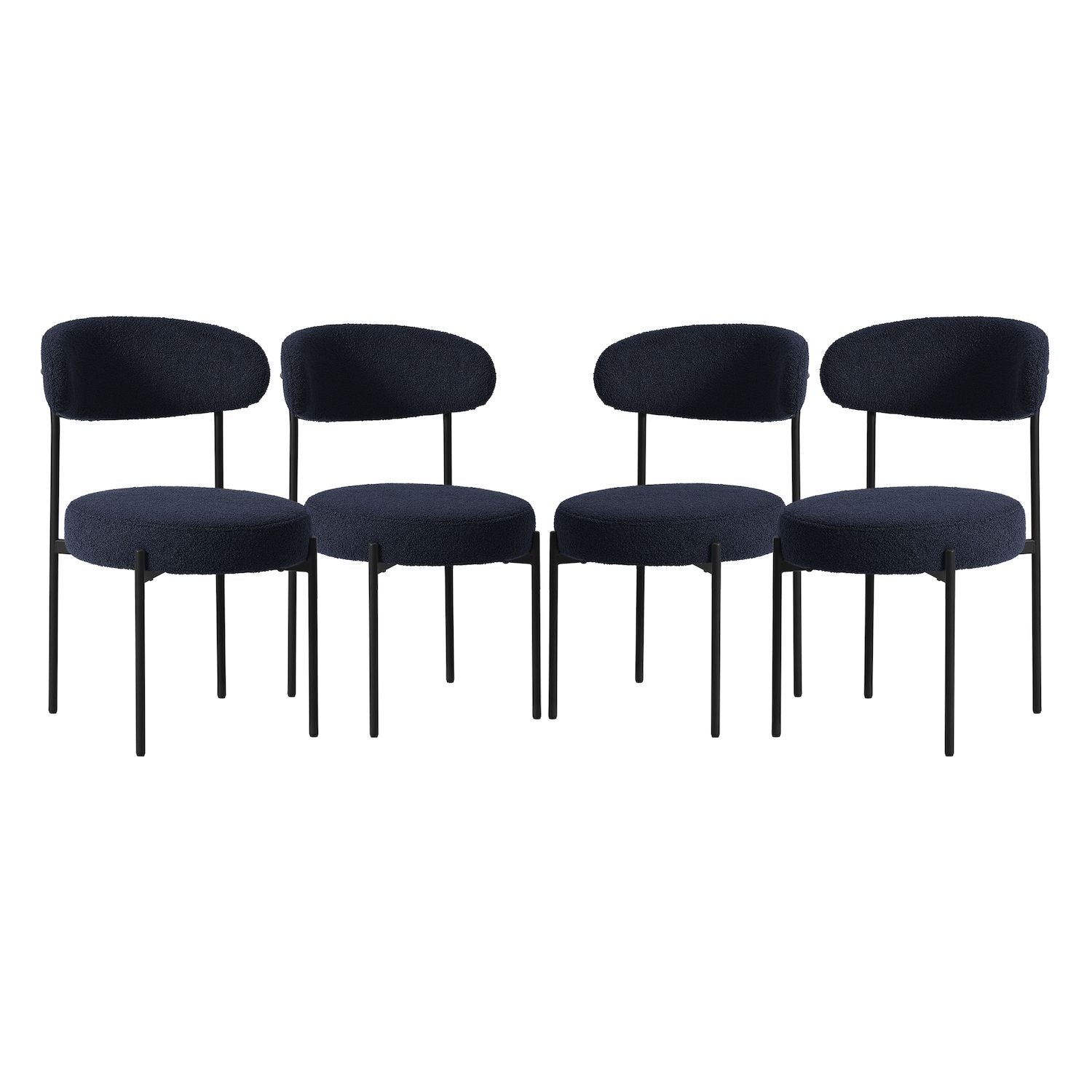 Westintrends Mid-century Modern Upholstered Sherpa Round Dining Chairs (set Of 4)