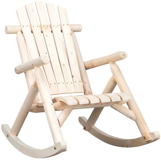 65*95*96cm Outdoor Courtyard Fir Wood Rocking Chair Log Color