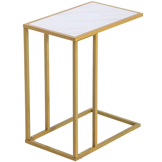 White Marble Simple C-side Table with Sticker Gold Legs