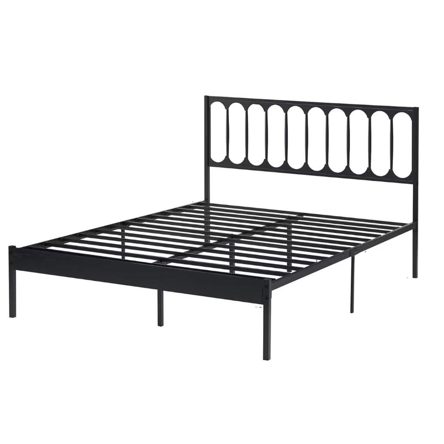 14 inch Queen Size Bed Frame Metal Platform Mattress Foundation with Headboard