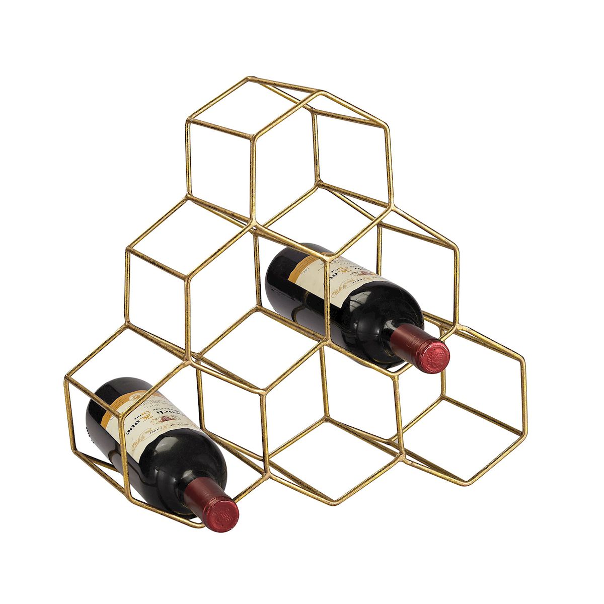 14 Gold Angular Study Hexagonal Wine Rack