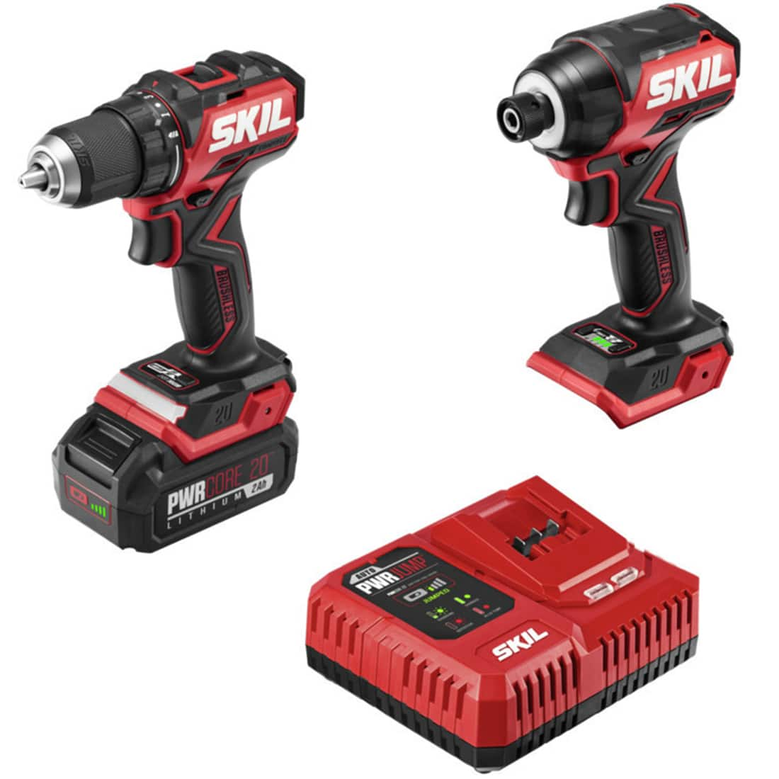 SKIL PWRCORE 20 Brushless 20V Compact Drill Driver and Impact Driver Kit