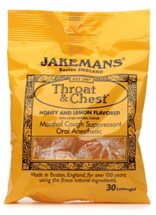 Jakemans Throat & Chest Lozenges Honey & Lemon Menthol 30 ea (Pack of 3)