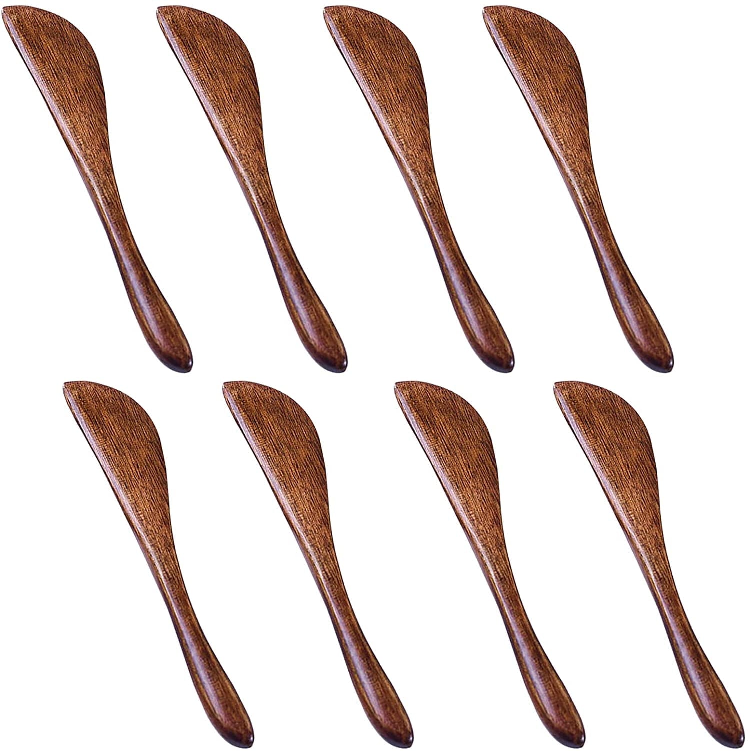 8 Pack Wooden Butter Knife, DaKuan 6 Inch Condiment Knives Wood Super Handy Kitchen Utensils Peanut Jelly Spreader