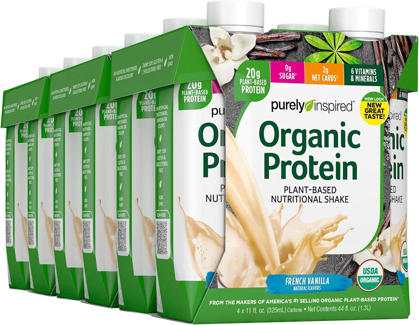 Protein Shakes Ready to Drink Purely Inspired Organic Protein Shake 20g of Plant Based Protein Organic Protein Drink Sports Nutrition RTD French Vanilla, 11 fl. oz (Pack of 12)