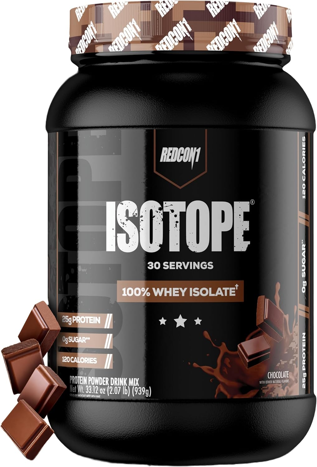 REDCON1 Isotope 100% Whey Isolate, Chocolate - Keto Friendly Whey Protein Powder - Low Carb + Zero Sugar Whey Protein Isolate - Keto Protein Powder (30 Servings)