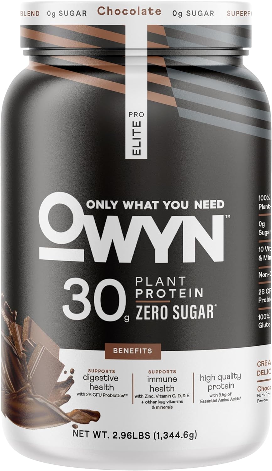 OWYN Only What You Need Pro Elite Vegan 30g Plant-Based High Protein Powder, Zero Sugar (Dark Chocolate, 2.9 lbs)