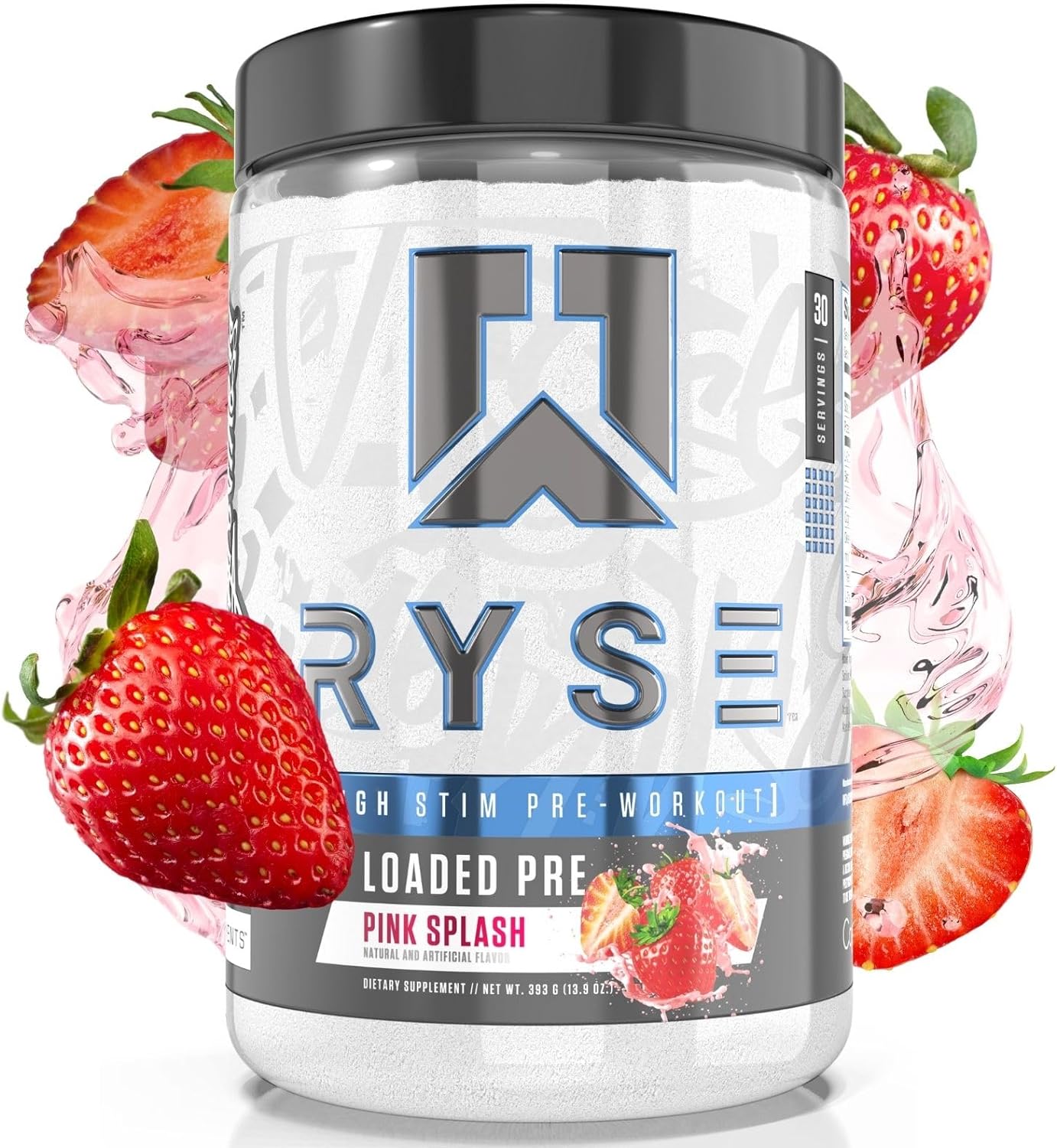 RYSE Up Supplements Loaded Pre Workout Powder Supplement for Men & Women | Pumps, Energy, Focus | Beta Alanine + Citrulline | 390mg Caffeine | 30 Servings (Pink Splash)