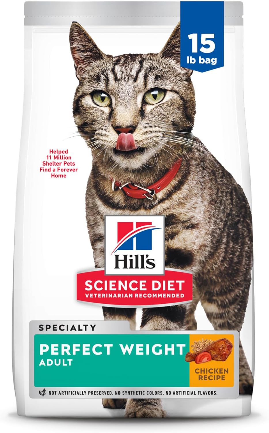 Hill's Science Diet Dry Cat Food, Adult, Perfect Weight for Healthy Weight & Weight Management, Chicken Recipe, 15 lb. Bag