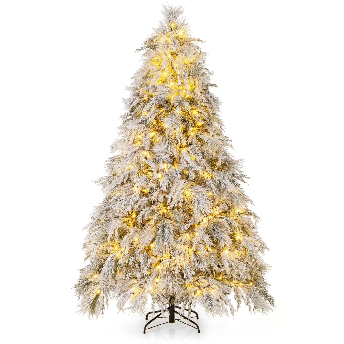 7 FT Pre-Lit Artificial Christmas Tree with 743 PVC & Pine Needles & PE Tips