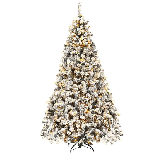 7.5 ft Prelit Premium Snow Flocked Hinged Artificial Christmas Tree with 450 Lights