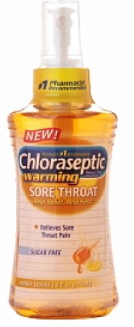 Chloraseptic Warming Sore Throat Spray, Sugar Free, Honey Lemon 6 oz (Pack of 2)