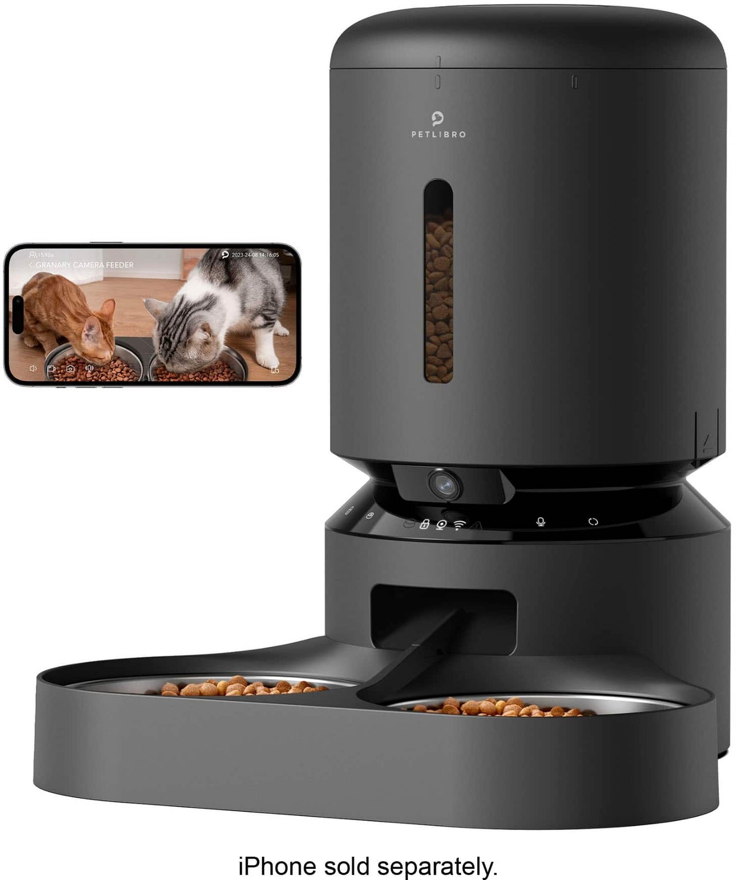 Granary WiFi Stainless Steel Dual Food Tray 5L Automatic Dog and Cat Feeder with Camera Monitoring