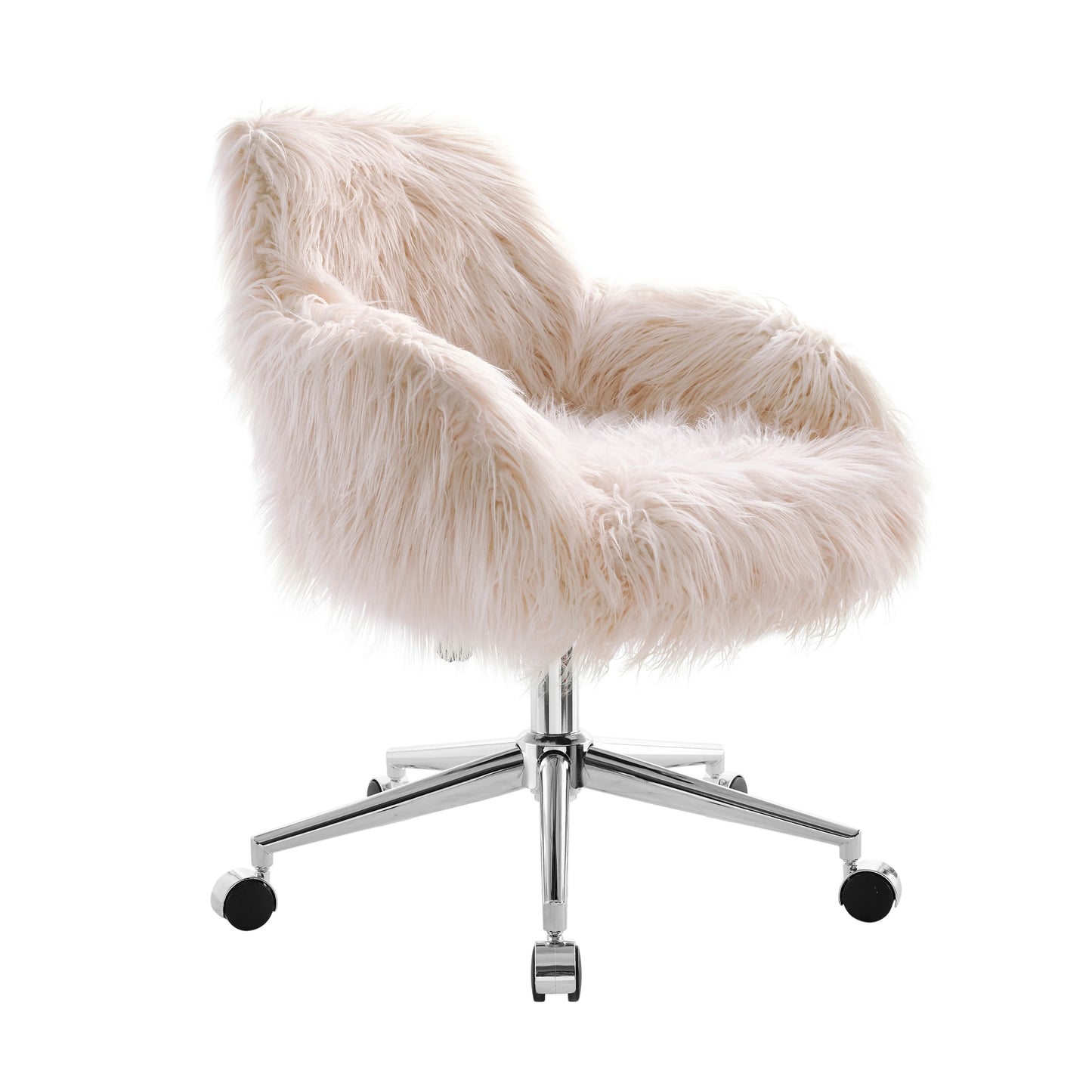 Diehm Faux Fur Adjustable Office Chair With Arms