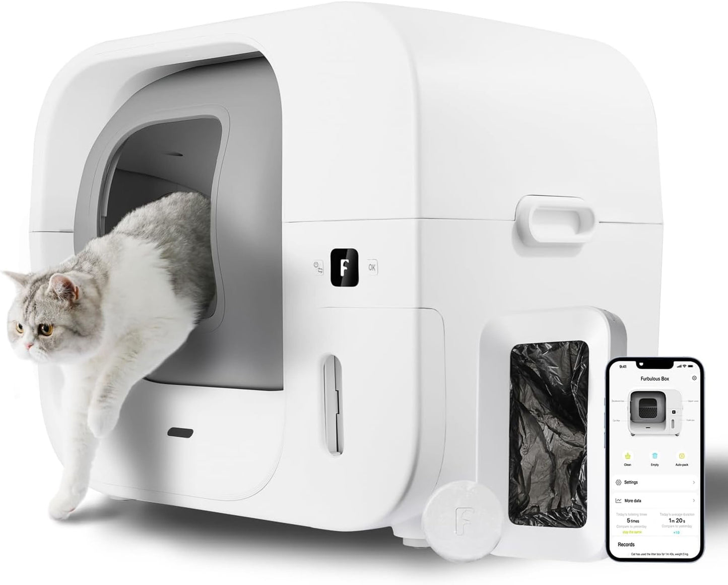 True Odor-Free Self Cleaning & Packing Litter Box, Automatic Cat Litter Box with Self-Pack, Refill System, APP Control