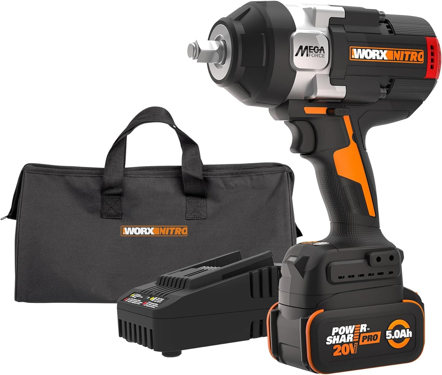 Nitro 20V 1/2" Cordless Brushless Impact Wrench (1 x 5.0 Ah Battery and 1 x Charger Included)