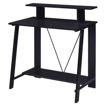 ACME Nypho Wooden Writing Desk with 2 Shelves in Weathered Oak and Black