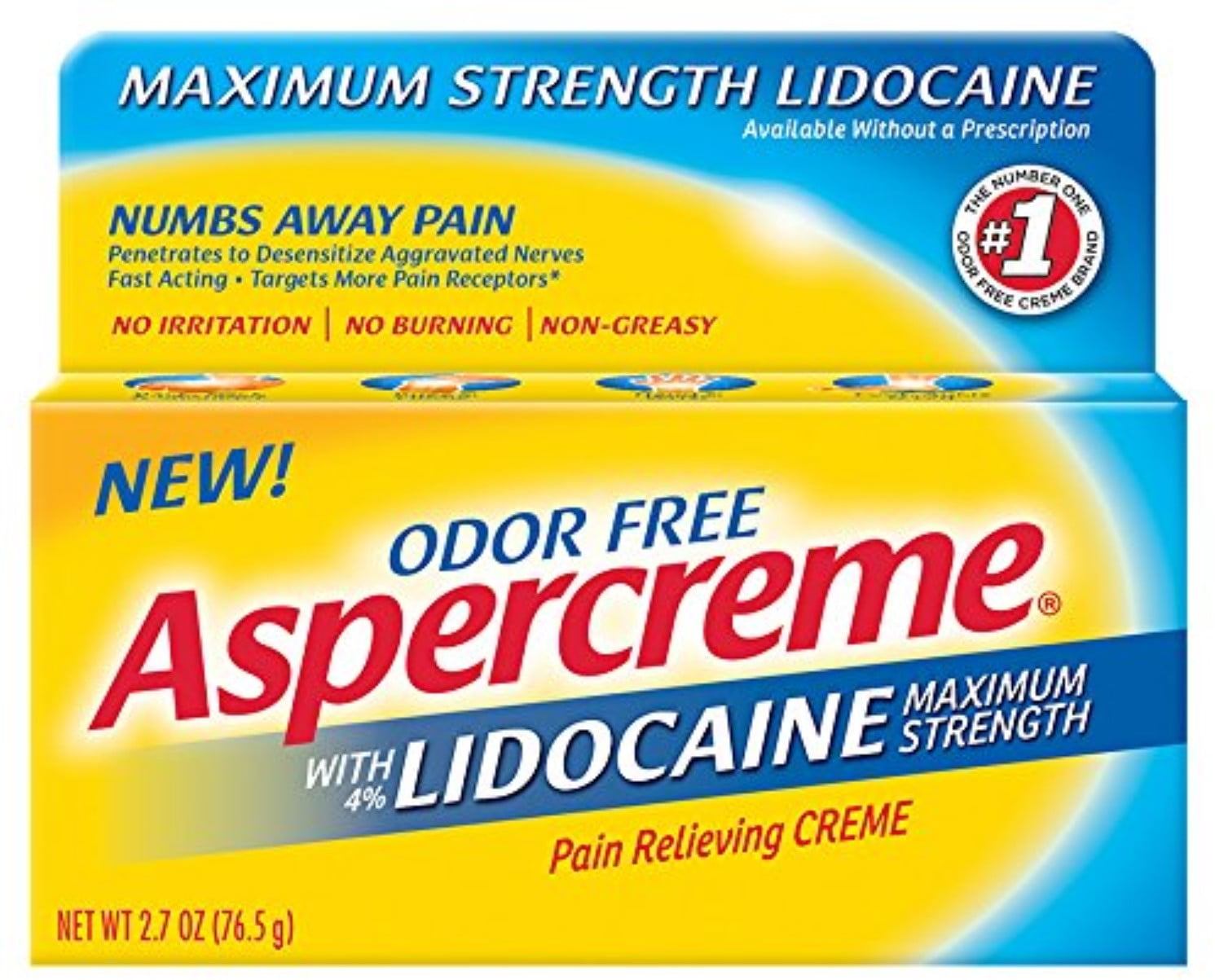 ASPERCREME Maximum Strength Lidocaine Pain Relieving Creme 2.7 oz (Pack of 3)