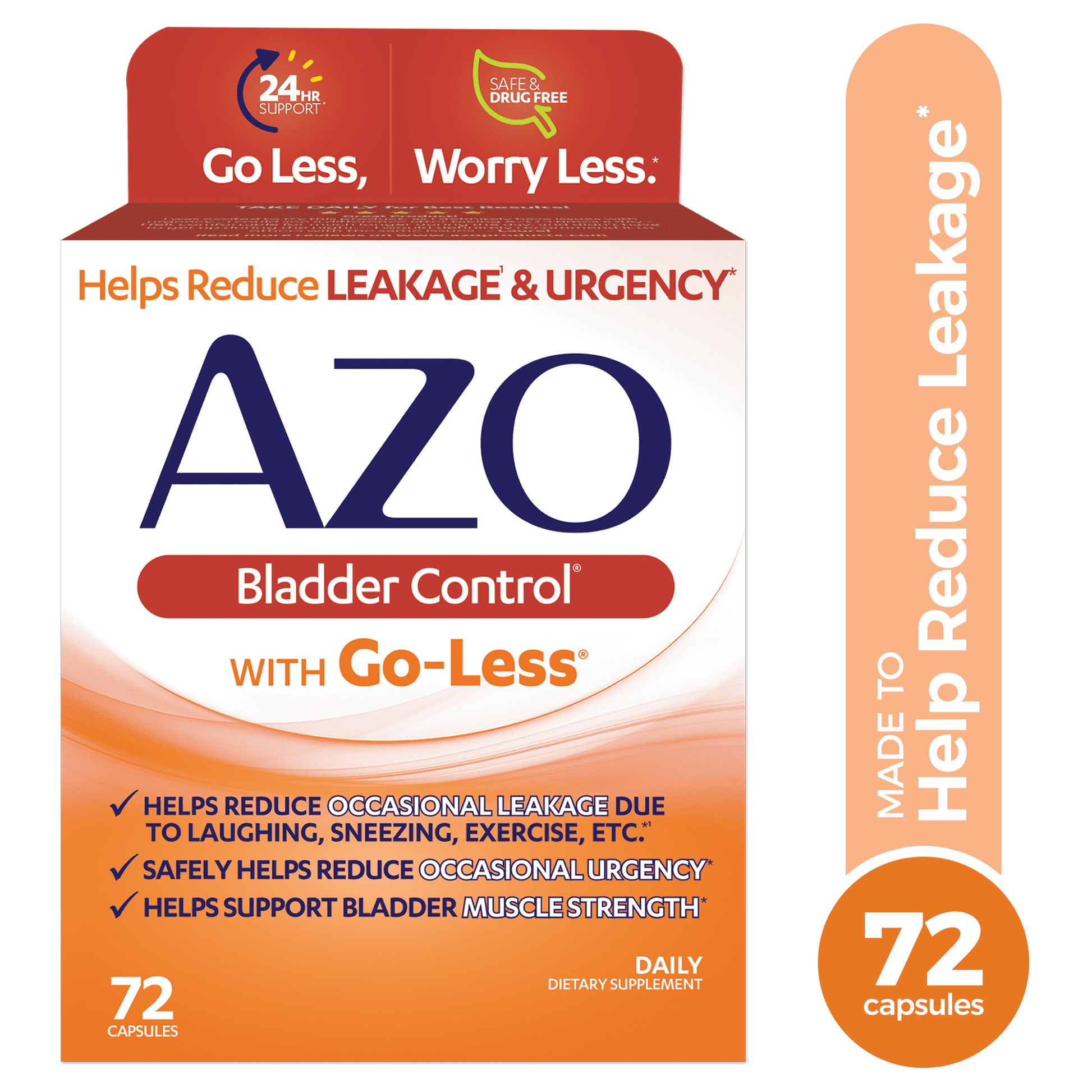 AZO Bladder Control with Go-Less Daily Supplement, with Pumpkin Seed Extract, 72 Capsules