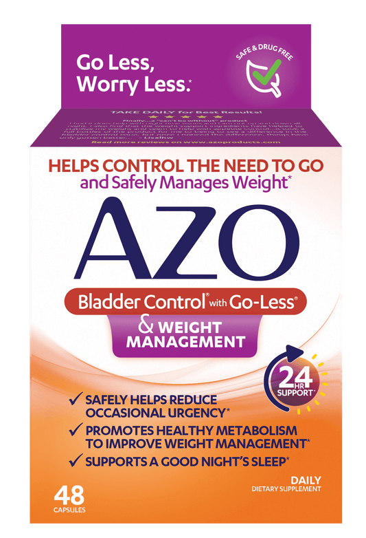 AZO Bladder Control with Go-Less & Weight Management Dietary Supplement, 24-Hr Support, 48 Count