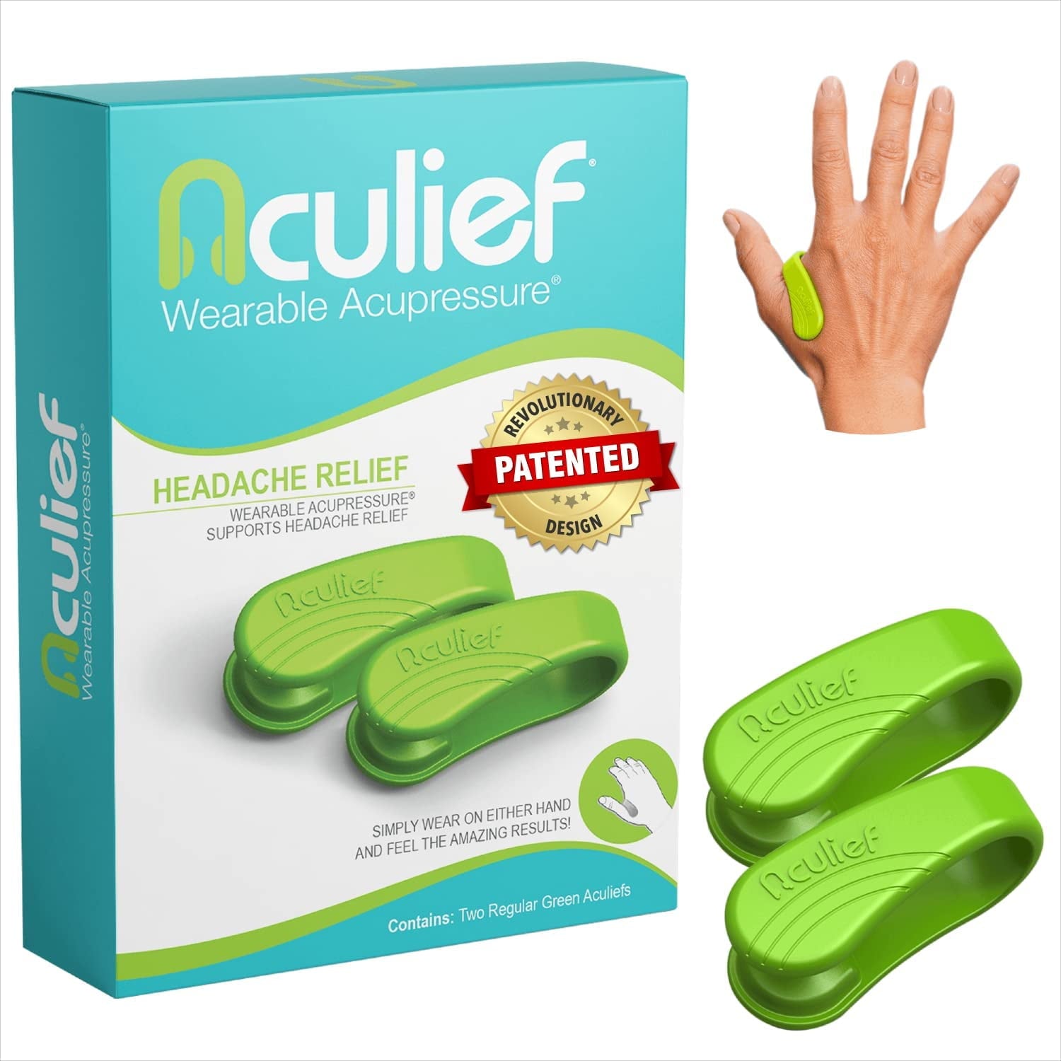 Aculief Wearable Acupressure Device - 2 Pack - Regular - Green