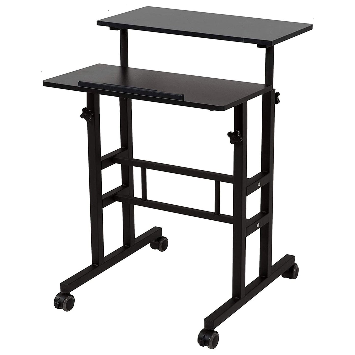 Open Box Adjustable Height Mobile Standing Office Computer Desk, Black