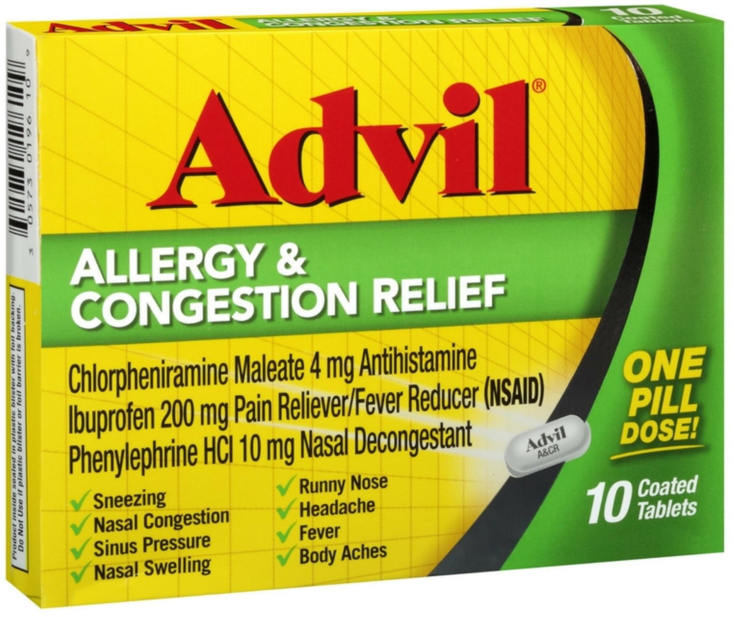 Advil Allergy & Congestion Relief Tablets 10 ea (Pack of 2)