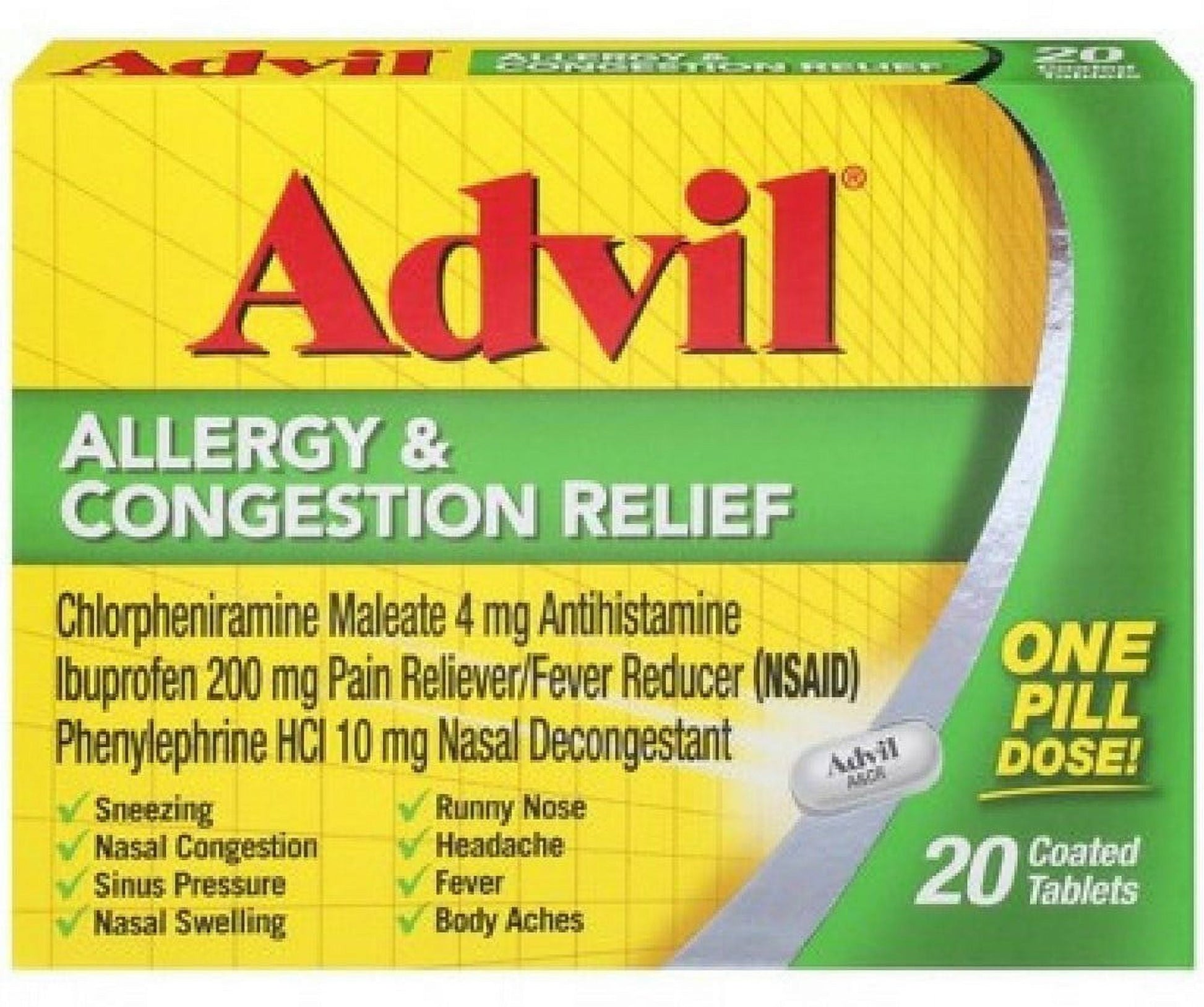 Advil Allergy & Congestion Relief Tablets 20 Tablets (Pack of 6)