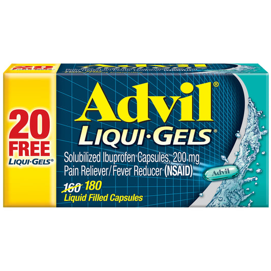 Advil Liqui-Gels Pain Relievers and Fever Reducer Liquid Filled Capsules, 200 Mg Ibuprofen, 180 Count