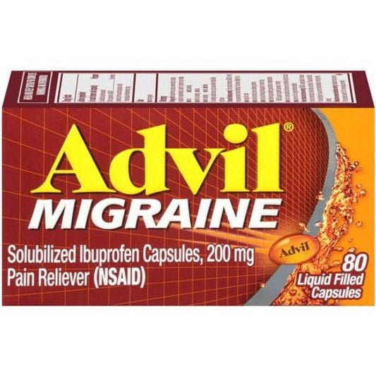 Advil Migraine Pain Reliever 200 mg Liquid Filled Capsules, 80 Ea