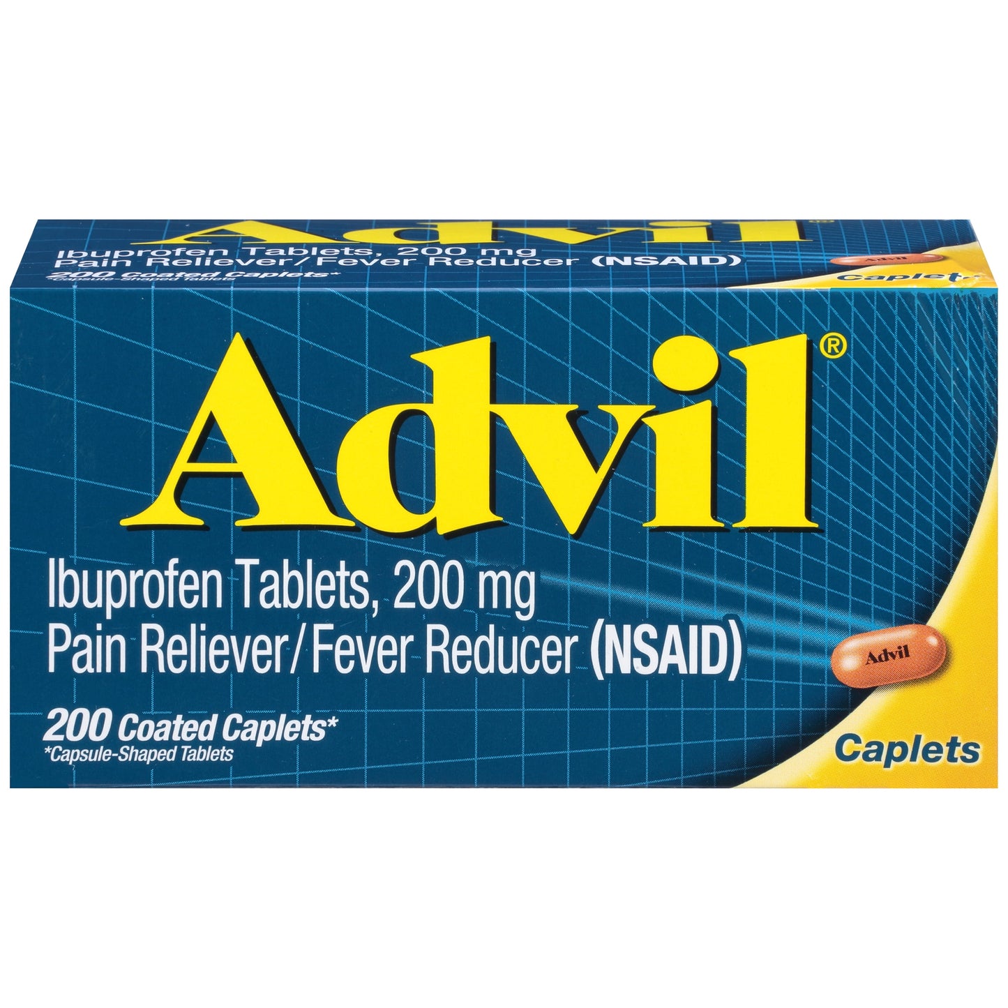 Advil Pain Reliever and Fever Reducer, Ibuprofen 200Mg for Pain Relief - 200 Coated Caplets