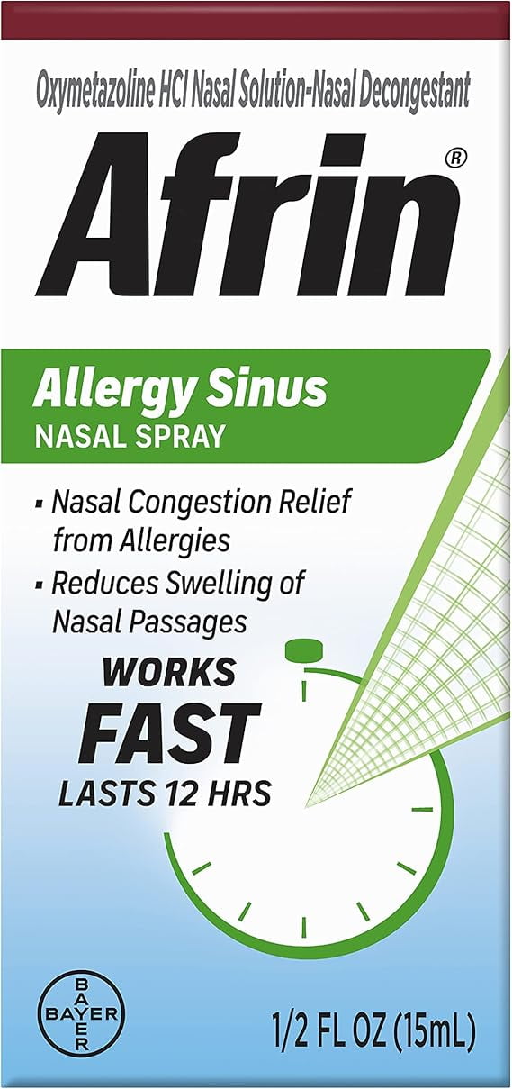 Afrin Allergy Sinus Nasal Spray 0.50 oz (Pack of 4)