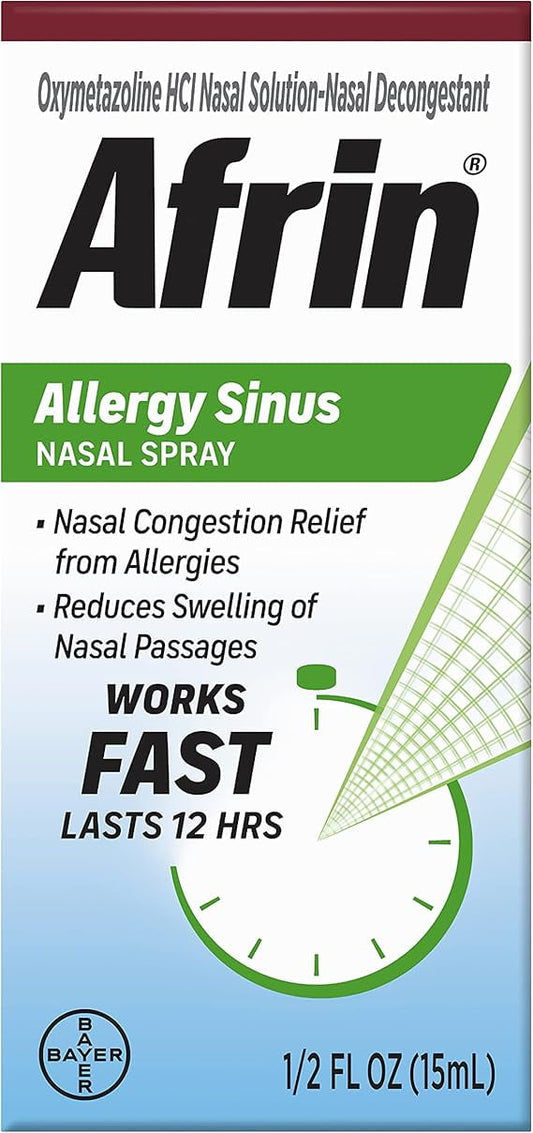 Afrin Allergy Sinus Nasal Spray 0.50 oz (Pack of 4)