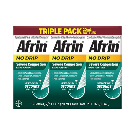 Afrin No-Drip Severe Congestion 12 Hours Nasal Spray, 3x20mL