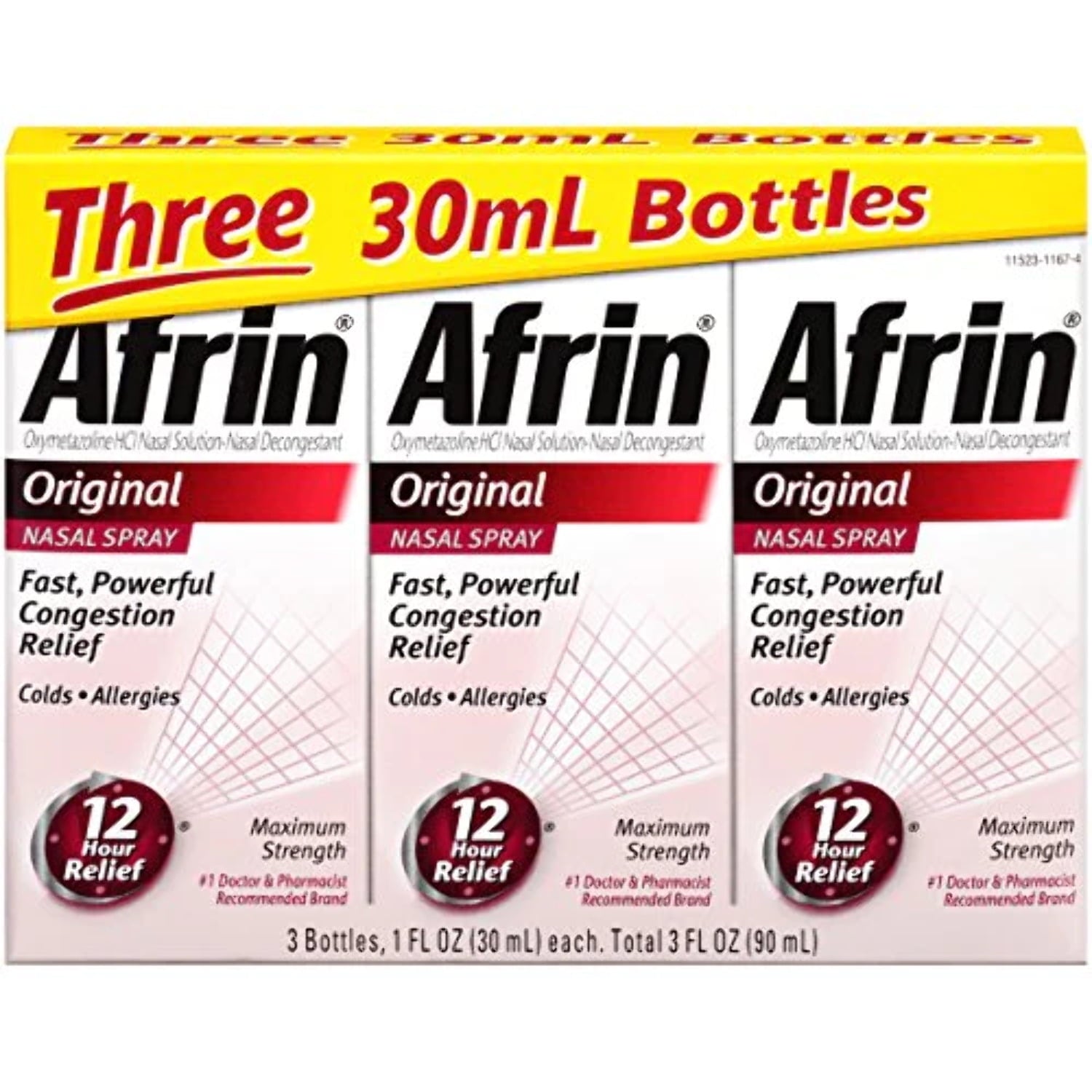 Afrin® Original Nasal Decongestant Nasal Spray 3-30mL Bottles