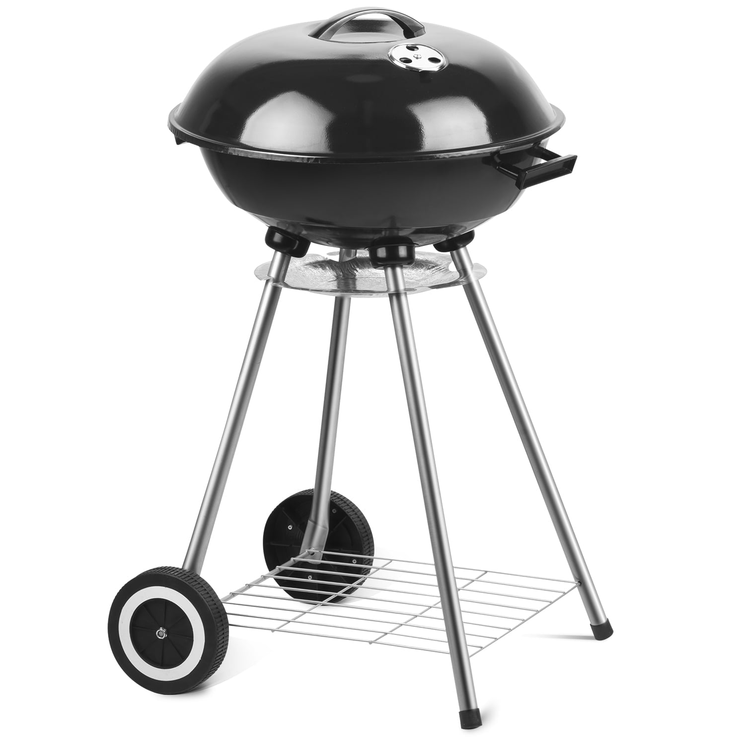 Ainfox Charcoal Grills, 18.5” Portable BBQ Kettle Grill with Wheels for Outdoor Cooking Barbecue Camping-Heavy Duty Coal Grills with Thickened Grilling Bowl for Patio Backyard Park