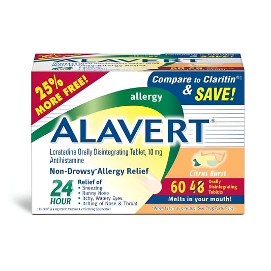 Alavert 24 Hour Non-Drowsy Allergy Relief Tablets, Citrus Burst, 60 Ct