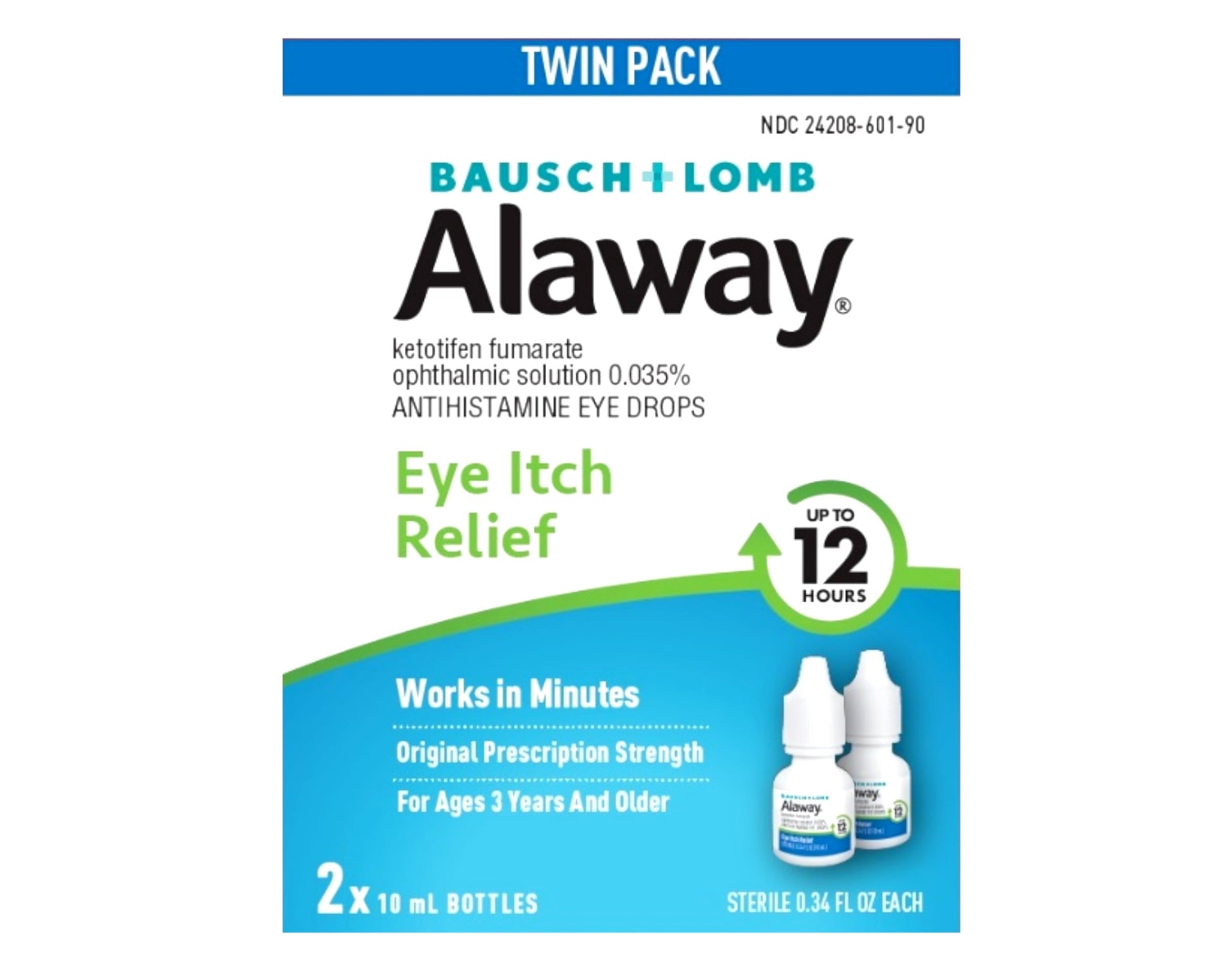 Alaway Allergy Eye Itch Relief Eye Drops,  Antihistamine, 0.34 Fl Oz (Pack of 2)